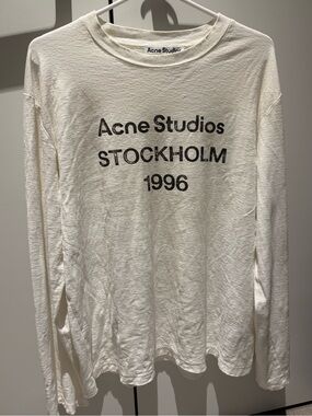 Acne Studios Stockholm 1996 Cream Logo Long Sleeve Tee